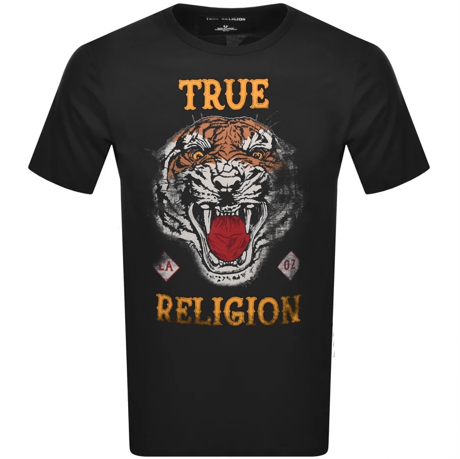 Alternative Image for ProductTrue Religion Crew Neck Tiger Logo T Shirt Black1